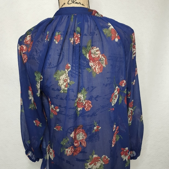 New Lucky Brand Sheer Floral Blouse Small - Picture 3 of 5